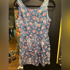 Blue Floral Dress with cross back